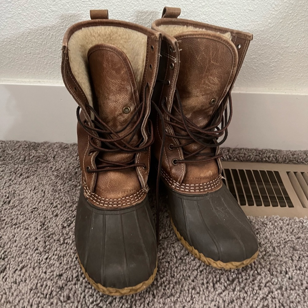 Classic LL Bean duck boot with shearing lining